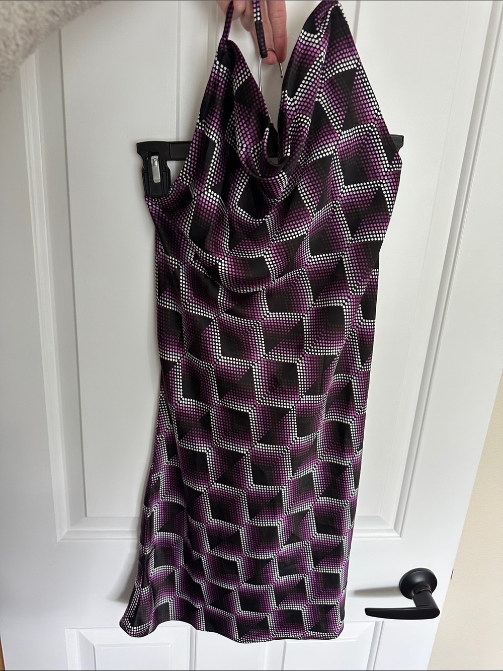 Geometric Purple Cowl Neck Slip Dress